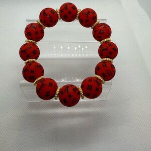 Red and Gold Beaded Bracelet